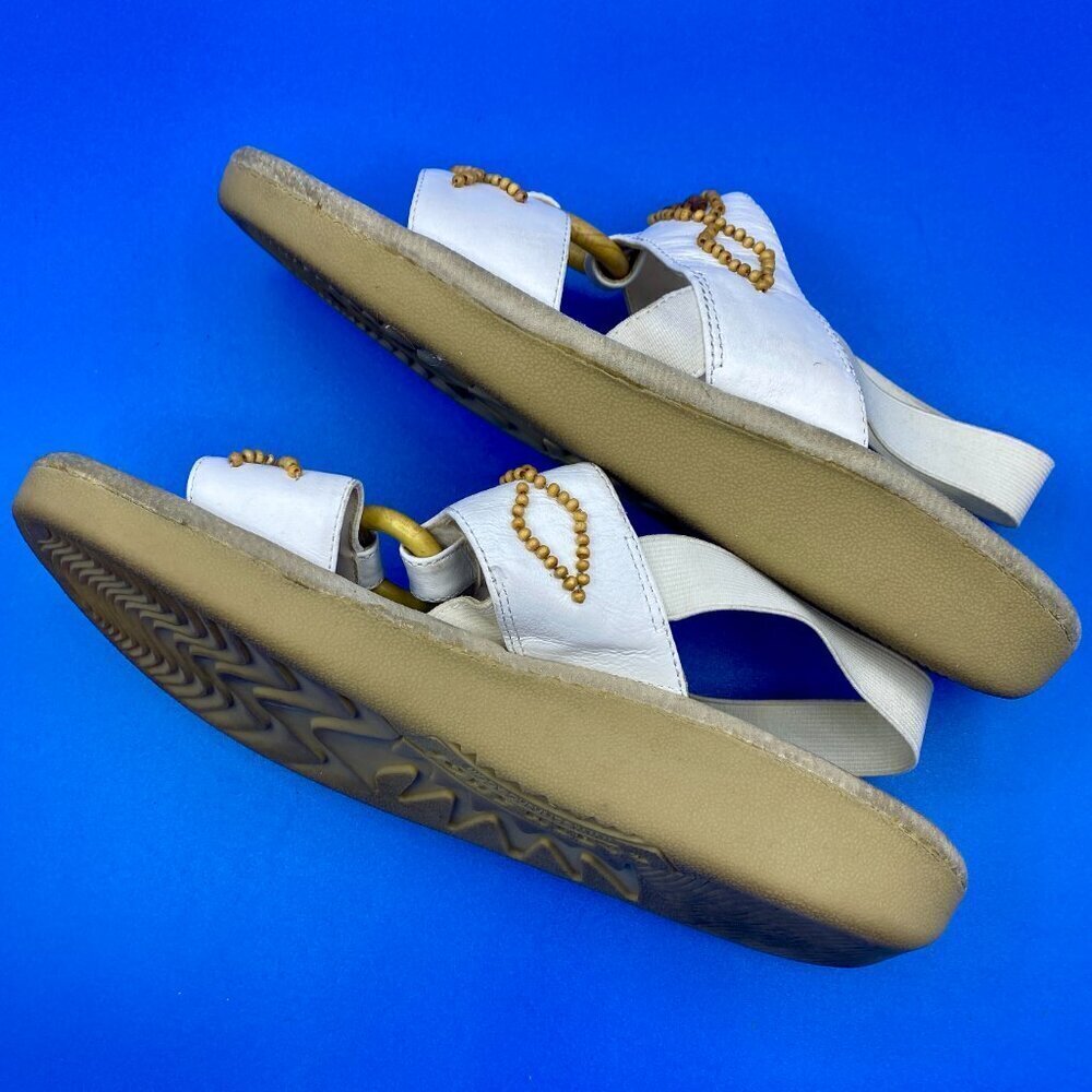 Earth Shoe Sling back Women's 9.5 White Beaded Leather Open Toe Comfort Sandals - Picture 8 of 8
